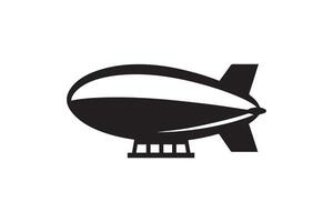 A black and white image of a flying blimp vector