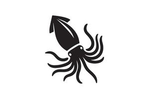 Black and white squid icon on white background vector