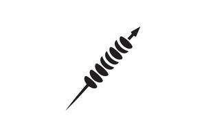 A black and white illustration of a knife with a spiral vector