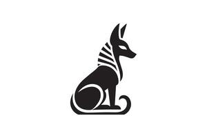 Anubis black and white logo on white background vector