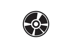A black and white image of a disk icon vector