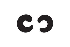A black and white image of two black c's vector