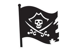 Pirate flag with skull and crossbones on white background vector