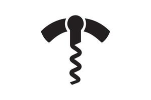 A black and white icon of a corkscrew vector