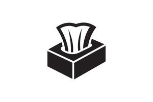 A black and white image of a box with a piece of tissue inside vector