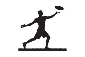 Silhouette of a man catching a frisbee vector