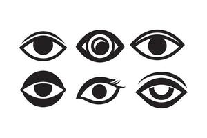 Eye icon set, black and white illustration vector