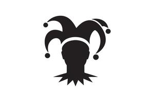 A black and white jester head icon vector