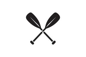 Two paddles crossed on a white background vector