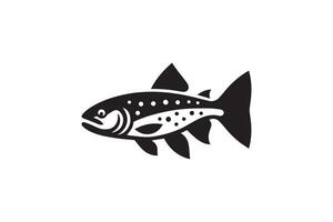 A black and white fish logo on a white background vector