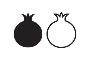 Black and white pomegranate icon illustration vector