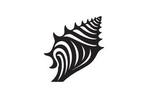A black and white image of a conch shell vector
