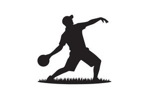Silhouette of a man throwing a frisbee vector