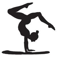 Dynamic Gymnast Performing One Hand Handstand Acrobatics Pose vector
