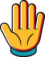 Hand gesture, stylized with a bold outline, ready to communicate a message of stop, caution, or greeting vector
