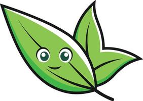 Two friendly leaves, with animated faces, radiating joy and representing growth, harmony, and the beauty of nature. vector