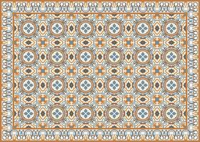 Carpet pattern with border, seamless ceramic tiles decorate the frame vector
