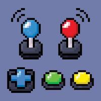 Retro Pixel Arcade Controller Set Colorful Joystick and Buttons Pack vector