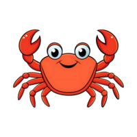 Happy cartoon crab with big claws and friendly expression against a plain background png