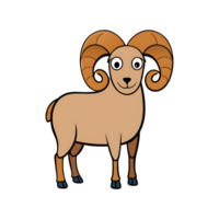 Bighorn sheep standing in a playful pose with unique features and cartoon style png