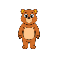 Brown bear character standing upright with a friendly expression in a clear background png