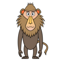 Cartoon baboon character standing with a neutral expression and large facial features png