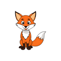 Cute cartoon fox character with a friendly expression sitting on a clear background png