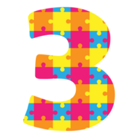 the number three is made of colorful puzzle pieces png