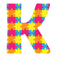 colorful puzzle letters k on a transparent background png