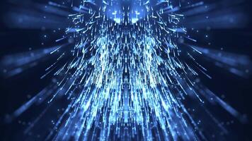 Blue light from dust particles, bright particles rain. Elegant abstract background with light particles. Abstract background video