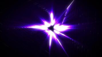 Digital futuristic triangular tunnel or time travel and save at high speed, moving along bright neon lines. High-tech corridor, warp speed video