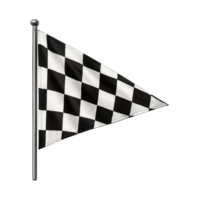 Triangular Checkered Racing Flag on Pole Isolated on Transparent Background, png