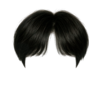 Neat black wig isolated on transparent background, png