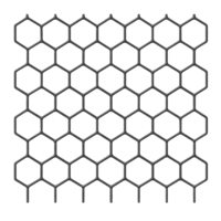 Hexagonal Wire Mesh Pattern Isolated on Transparent Background, png
