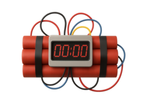 Time Bomb Simulation Prop with Digital Countdown Isolated on Transparent Background, png