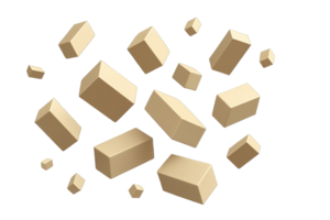 Beige 3D blocks floating isolated on transparent background, png