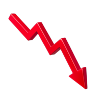 3D Red Zigzag Down Arrow Isolated on Transparent Background, png