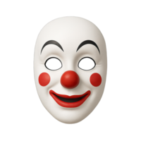 Clown Face Mask with Red Nose and Cheeks Isolated on Transparent Background, png