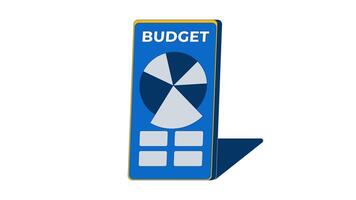Budgeting app interface on smartphone screen 2D cartoon object animation. Pie chart and financial category blocks on mobile phone fintech animated flat colorful item 4K isolated on white video
