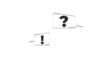 Question and exclamation speech bubbles outline hand drawn 2D object animation. FAQ popups. Virtual help. Alert and query dialogs animated element handdrawn isolated. Doodle drawing 4K video