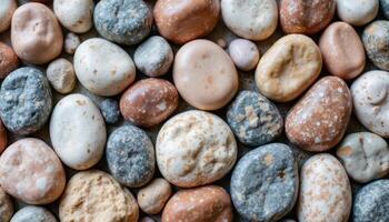 beach gemstones pile, natural textures, interior design elements, luxury materials photo