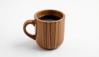 wooden mug, possibly for coffee or tea, sits alone on a white background. photo