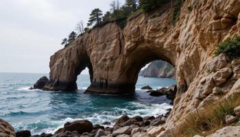 rocky arch cliffs by the ocean photo