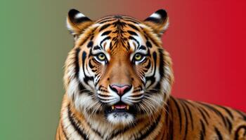 Portrait of a tiger on a solid color background. Close up. photo. photo