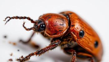Japanese beetle on white background, detailed macro insect photography photo
