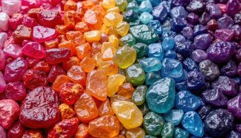 Background of bright colorful stones, high detail, natural mineral textures, abstract vibrant composition, close up photo style