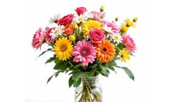 Beautiful colorful fresh flowers bouquet isolated on white space. photo. photo