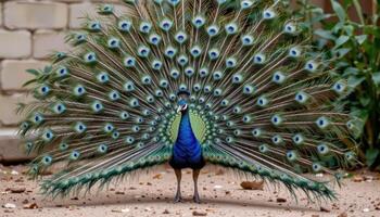 peacock displaying its feathers photo