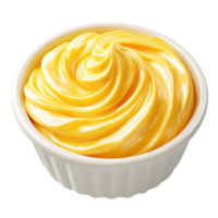 Whipped butter in a small dish showcasing a smooth and creamy texture ideal for spreading on bread or crackers png