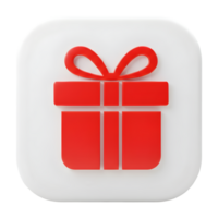 A Festive Red Gift Box Icon on a White Square Button. png
